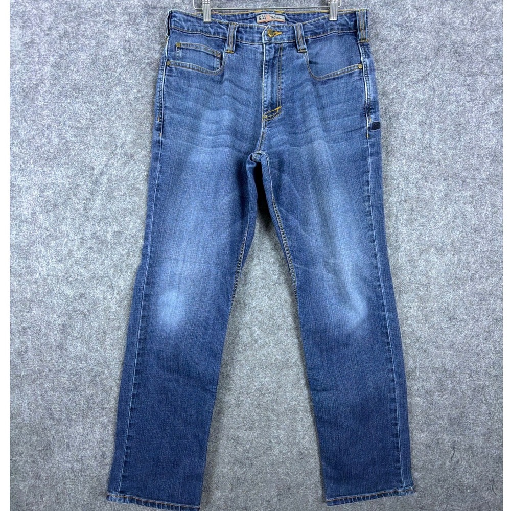 5.11 Tactical Jeans Mens 34 Blue Defender-Flex Slim Fit Straight Denim Pants